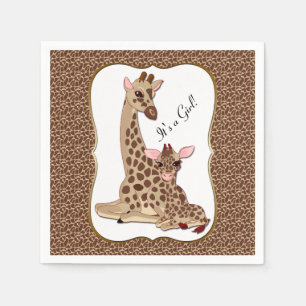 Cute Ma & Baby Giraffe Animal Theme Baby shower Servet