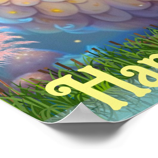 Cute Ma en Baby Duck in Garden Moederdag Art Poster (Hoek)