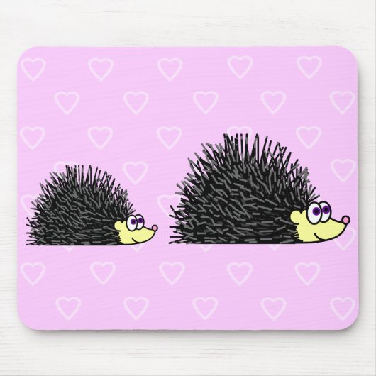 Cute Ma en Baby Hedgel Mousepad Muismat (Voorkant)