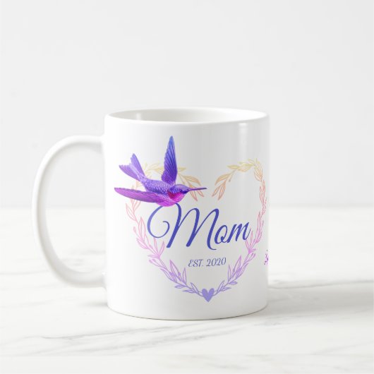 Cute Ma Heart Hummingbird Paars Pink Coffee Mok (Links)