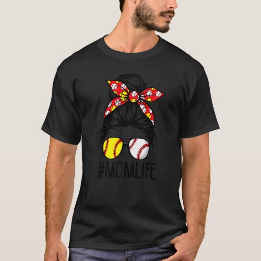 Cute Ma Life Softball Volleyball Moederdag Mess T-shirt (Voorkant)
