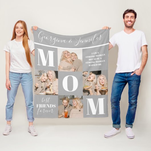 Cute Ma Photo Collage Gray Fleece Deken (In situ)