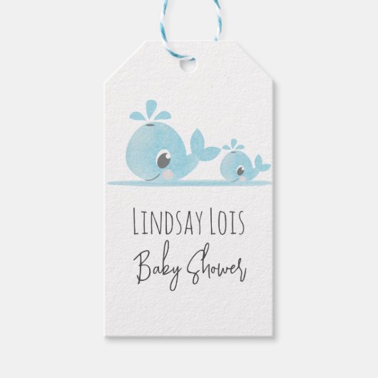 Cute Ma Whale Baby Whale Baby shower Cadeaulabel (Voorkant)
