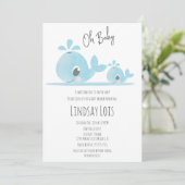 Cute Ma Whale Baby Whale Baby shower Kaart (Staand voorkant)
