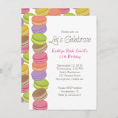 Cute Macaron Birthday Invitation Kaart (Voorkant / Achterkant)