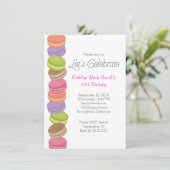Cute Macaron Birthday Invitation Kaart (Staand voorkant)