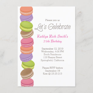 Cute Macaron Birthday Invitation Kaart