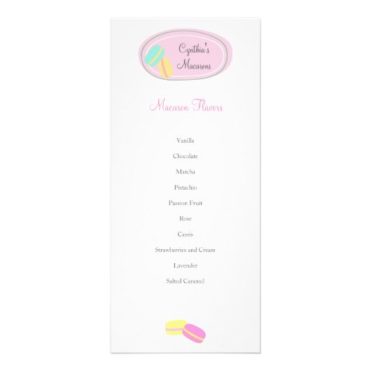 CUTE Macaron Business Rack Card MENU (Voorkant)
