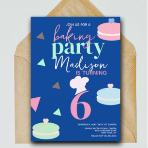 Cute Macaron Confetti Birthday Party Invitation Kaart