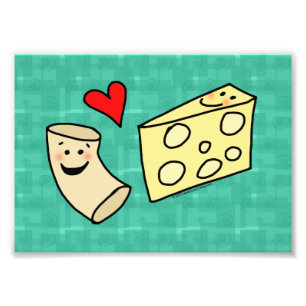 Cute Macaroni houdt van kaasafdrukken Foto Afdruk
