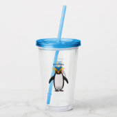 Cute macaroni penguin cartoon acryl drinkbeker (Achterkant)
