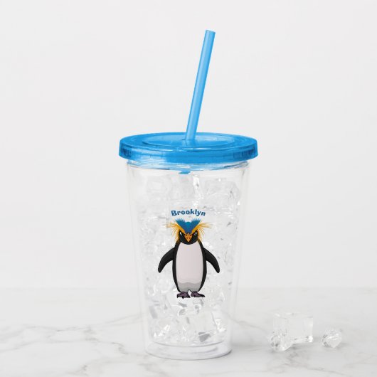 Cute macaroni penguin cartoon acryl drinkbeker (Achterkant ijs)