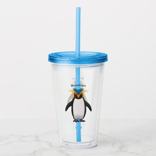 Cute macaroni penguin cartoon acryl drinkbeker (Voorkant)
