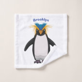 Cute macaroni penguin cartoon bad handdoek (Wasdoekje)