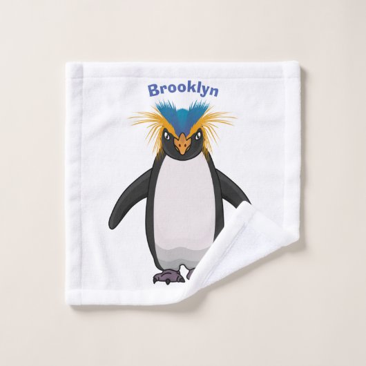 Cute macaroni penguin cartoon bad handdoek (Wasdoekje)