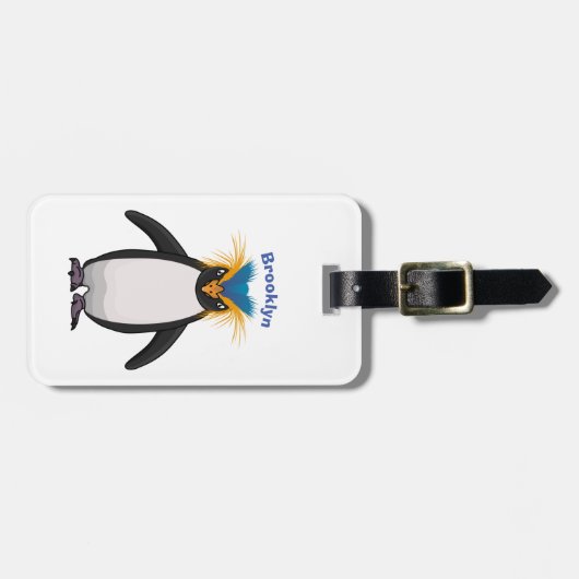 Cute macaroni penguin cartoon bagagelabel (Voorkant horizontaal)