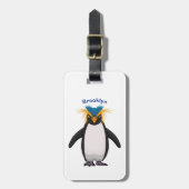 Cute macaroni penguin cartoon bagagelabel (Voorkant verticaal)