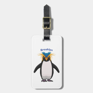 Cute macaroni penguin cartoon bagagelabel