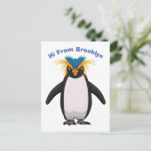Cute macaroni penguin cartoon briefkaart (Staand voorkant)