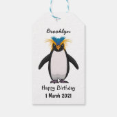 Cute macaroni penguin cartoon cadeaulabel (Achterkant)
