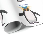 Cute macaroni penguin cartoon cadeaupapier (Rol Hoek)