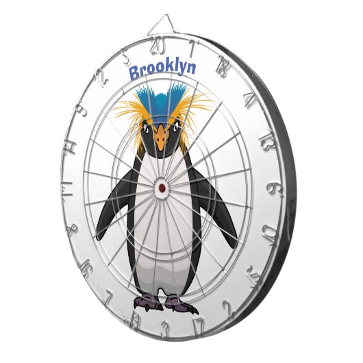 Cute macaroni penguin cartoon dartbord (Voorkant Rechts)