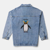 Cute macaroni penguin cartoon denim jacket (Achterkant)