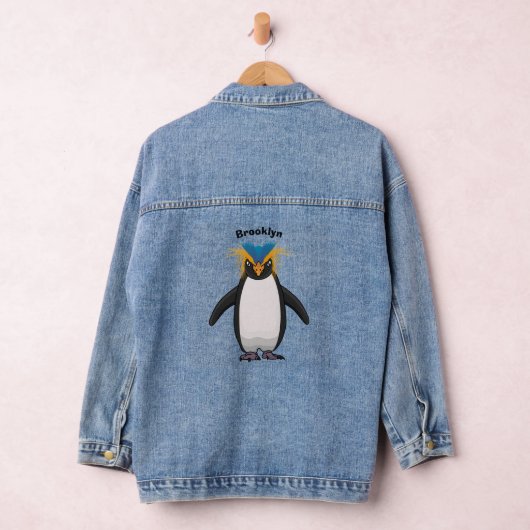 Cute macaroni penguin cartoon denim jacket (Hangar)