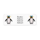 Cute macaroni penguin cartoon etiket (Voorkant)