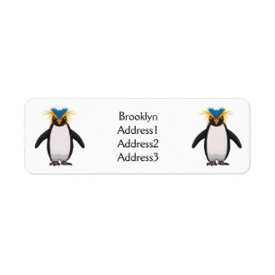 Cute macaroni penguin cartoon etiket