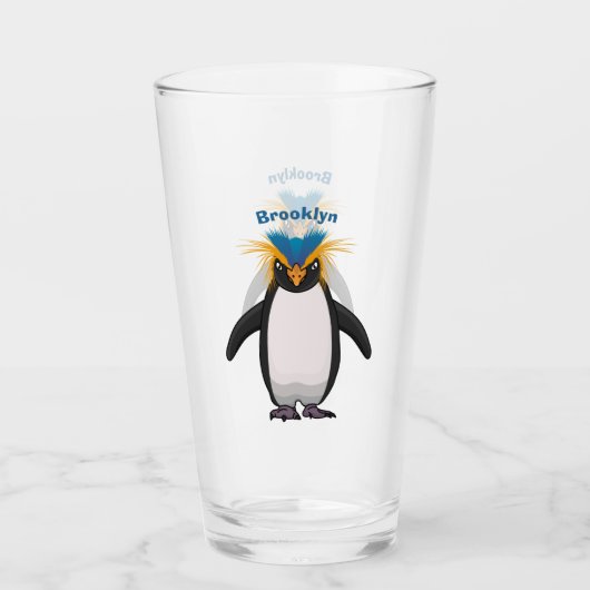 Cute macaroni penguin cartoon glas (Voorkant)