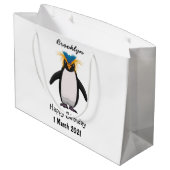 Cute macaroni penguin cartoon groot cadeauzakje (Achterkant Gekanteld)