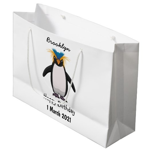 Cute macaroni penguin cartoon groot cadeauzakje (Voorkant Gekanteld)