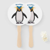 Cute macaroni penguin cartoon handwaaier (Voorkant en achterkant)