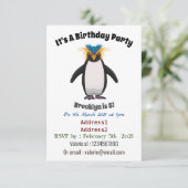 Cute macaroni penguin cartoon kaart (Staand voorkant)