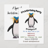 Cute macaroni penguin cartoon kaart (Voorkant / Achterkant)