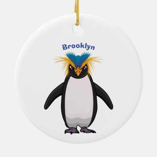 Cute macaroni penguin cartoon keramisch ornament (Achterkant)