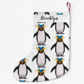 Cute macaroni penguin cartoon kleine kerstsok (Achterkant)