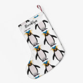 Cute macaroni penguin cartoon kleine kerstsok (Achterkant (Hangend))