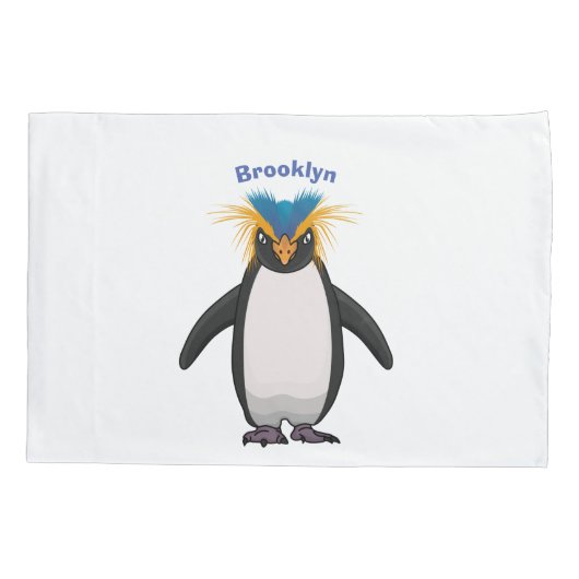 Cute macaroni penguin cartoon kussensloop (Achterkant)