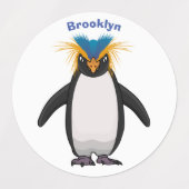 Cute macaroni penguin cartoon labels (Design 1)