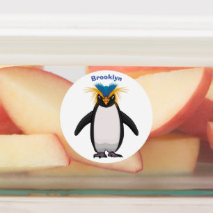 Cute macaroni penguin cartoon labels