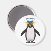 Cute macaroni penguin cartoon magneet (Voorkant / Achterkant)