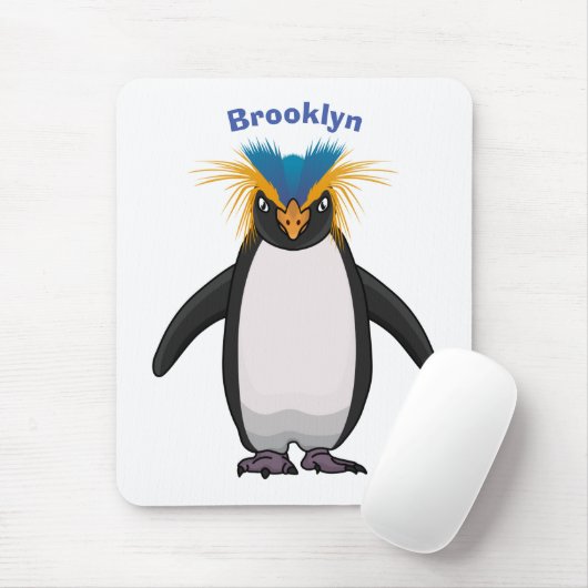 Cute macaroni penguin cartoon muismat (Met muis)