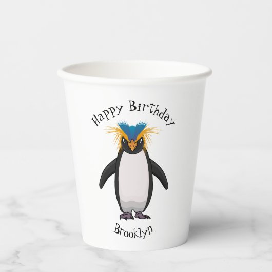 Cute macaroni penguin cartoon papieren bekers (Voorkant)