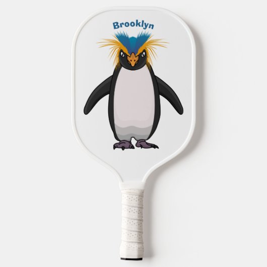 Cute macaroni penguin cartoon pickleball paddle (Achterkant)