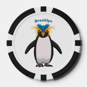 Cute macaroni penguin cartoon poker chips