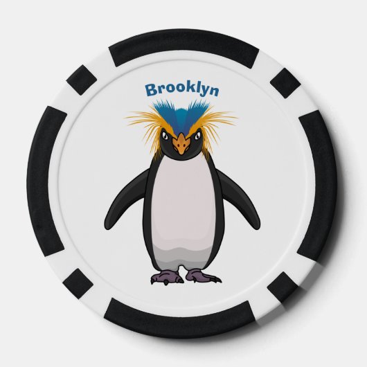 Cute macaroni penguin cartoon poker chips (Achterkant)