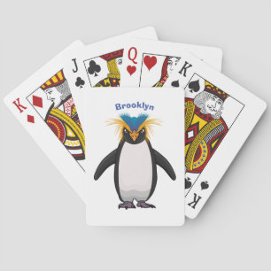 Cute macaroni penguin cartoon pokerkaarten