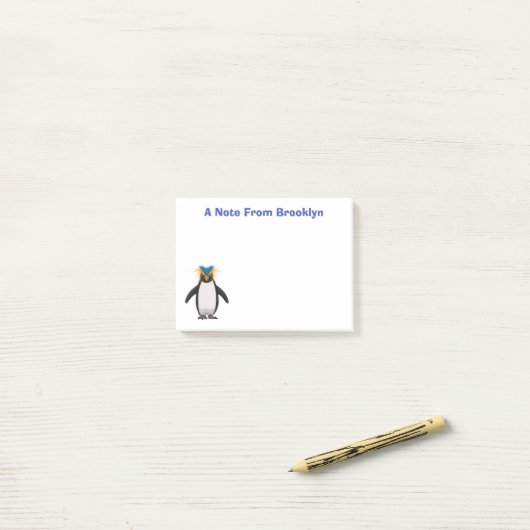 Cute macaroni penguin cartoon post-it® notes (Op bureau)